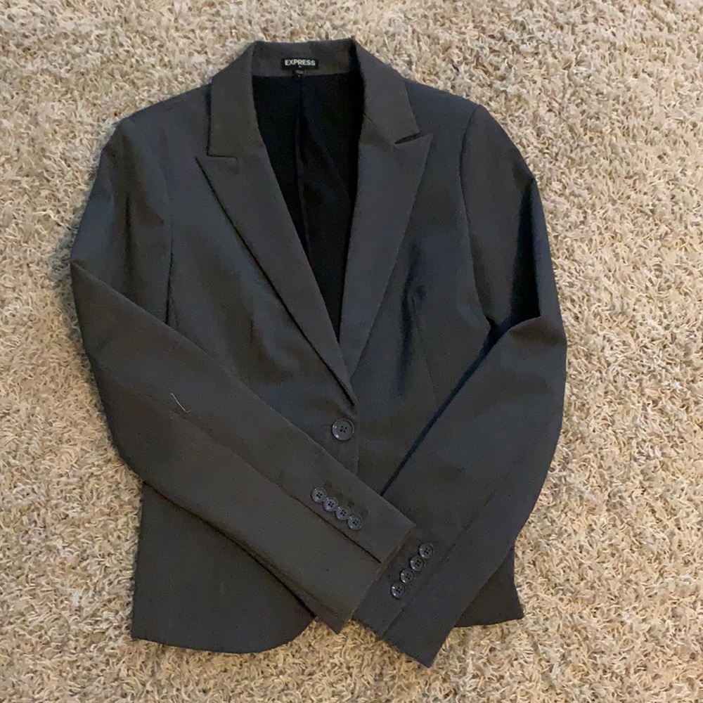 Express charcoal Gray one button blazer.